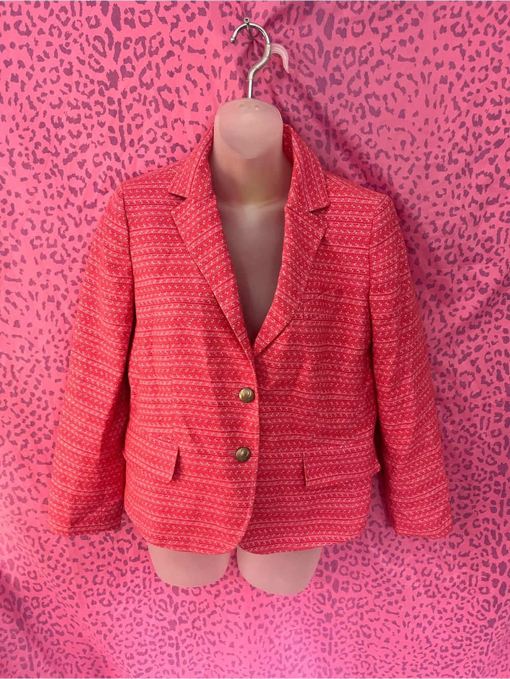 Women’s Pink Textured Two-Button Blazer Jacket